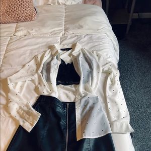 White shear button up blouse